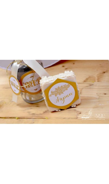 Trusou botez alb cu gold elegant si special cu broderie customizata Boho 9